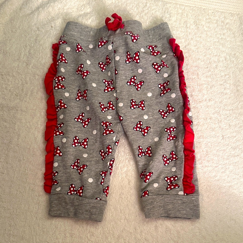 Gray and Red Bow Print Pants - 12m